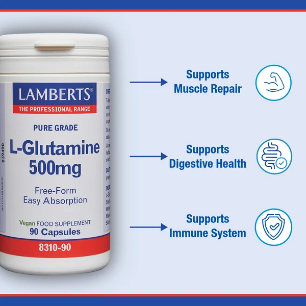 Lamberts L-Glutamine 500mg (90) - Image 2