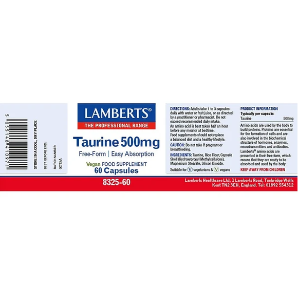 Lamberts Taurine 500mg (60) - Image 2