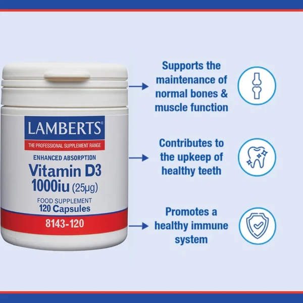 Lamberts Vitamin D3 1000iu (120) - Image 2